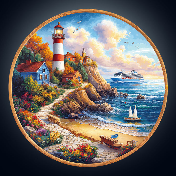 Lighthouse Cottage Wooden Jigsaw Puzzle