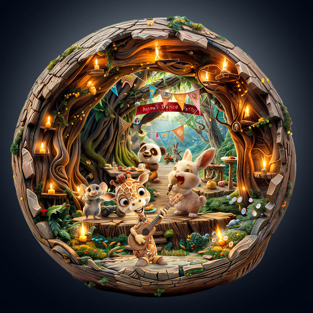 Animal party-2 Wooden Jigsaw Puzzle