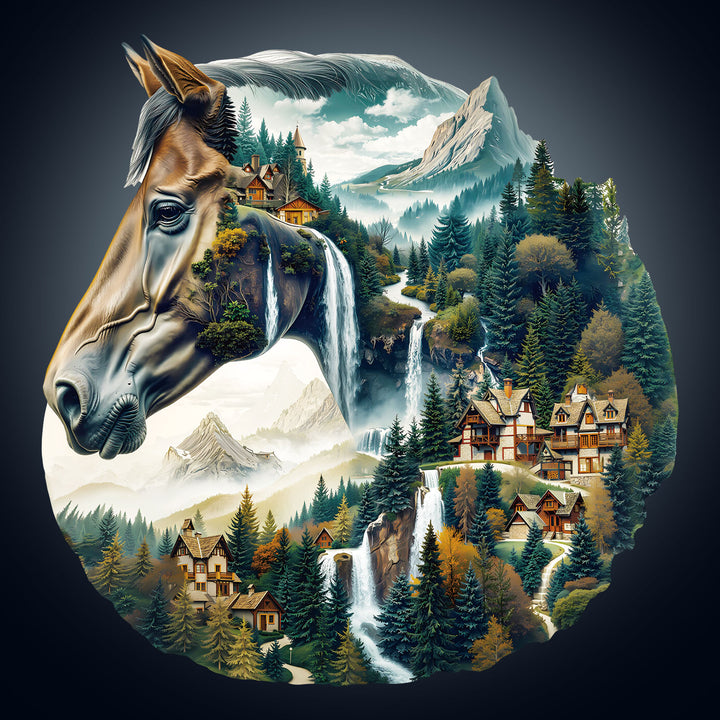 River and Horse Wooden Jigsaw Puzzle