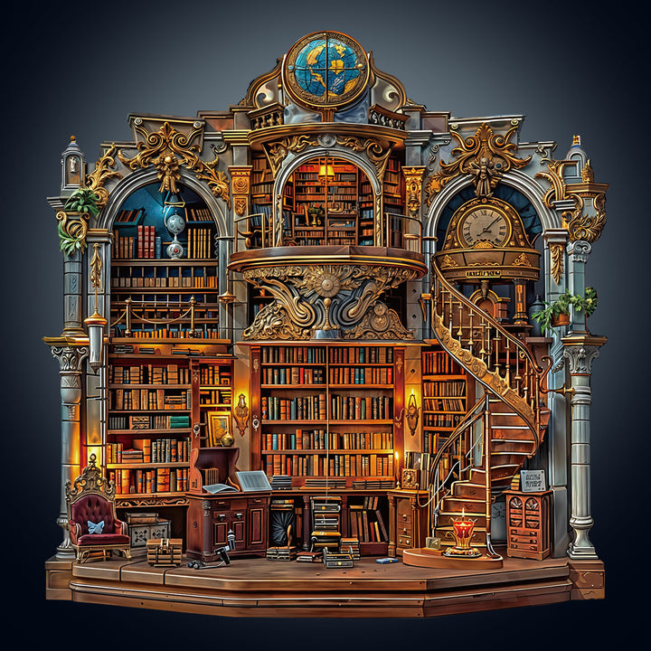 Gothic Revival Bookstore Wooden Jigsaw Puzzle