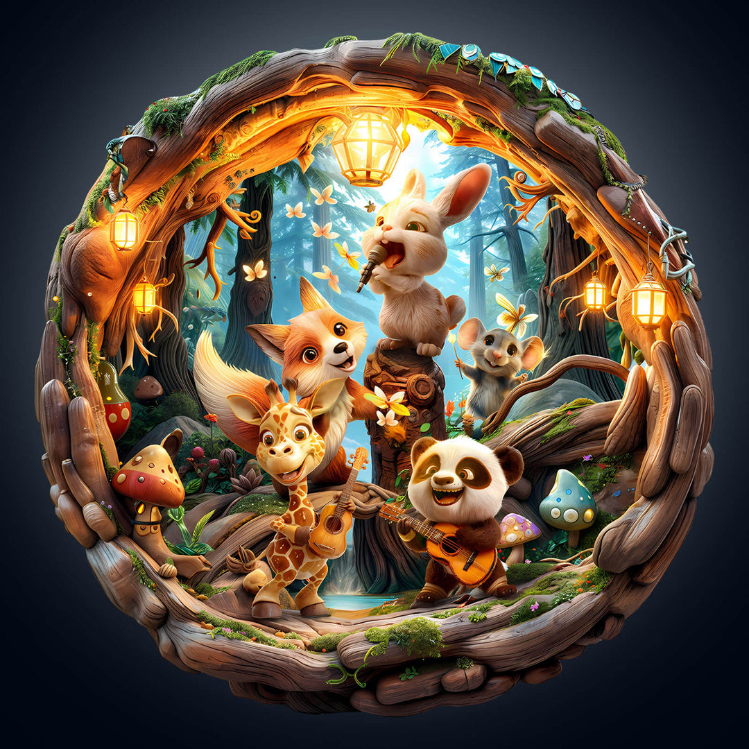 Animal party-1 Wooden Jigsaw Puzzle