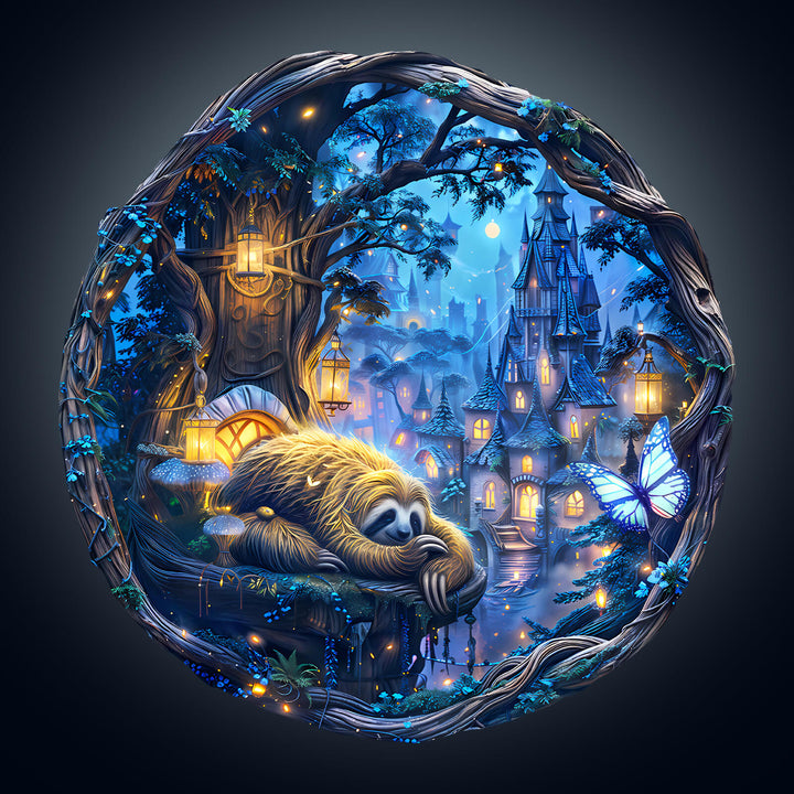 Schmetterling- und Faultier-Holzpuzzle