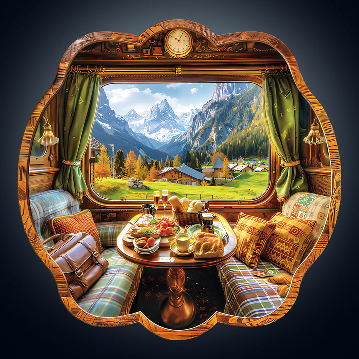 Car window scenery Wooden Jigsaw Puzzle