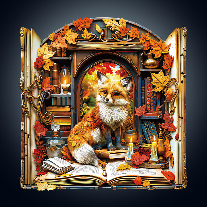 Bookcase Fox Wooden Jigsaw Puzzle