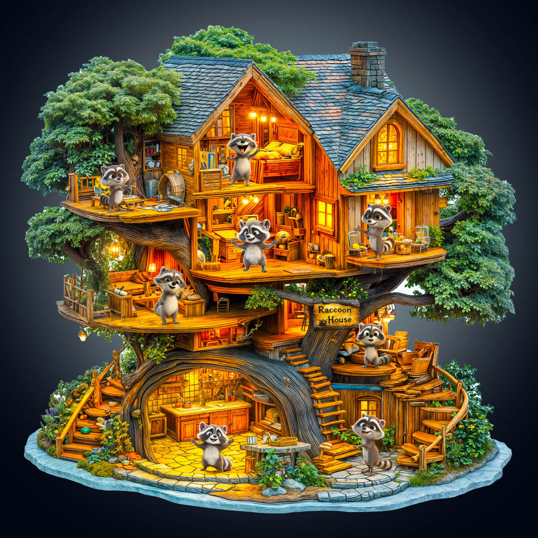 Waschbär Haus Holz-Puzzle