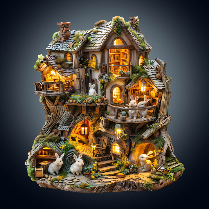 Rabbit's Tree House  Wooden Jigsaw Puzzle