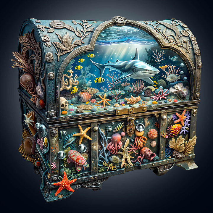 Puzzle en bois 3D Coffre au Trésor Océan-2
