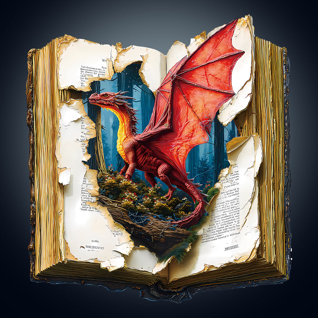 Dragon on the page Wooden Jigsaw Puzzle