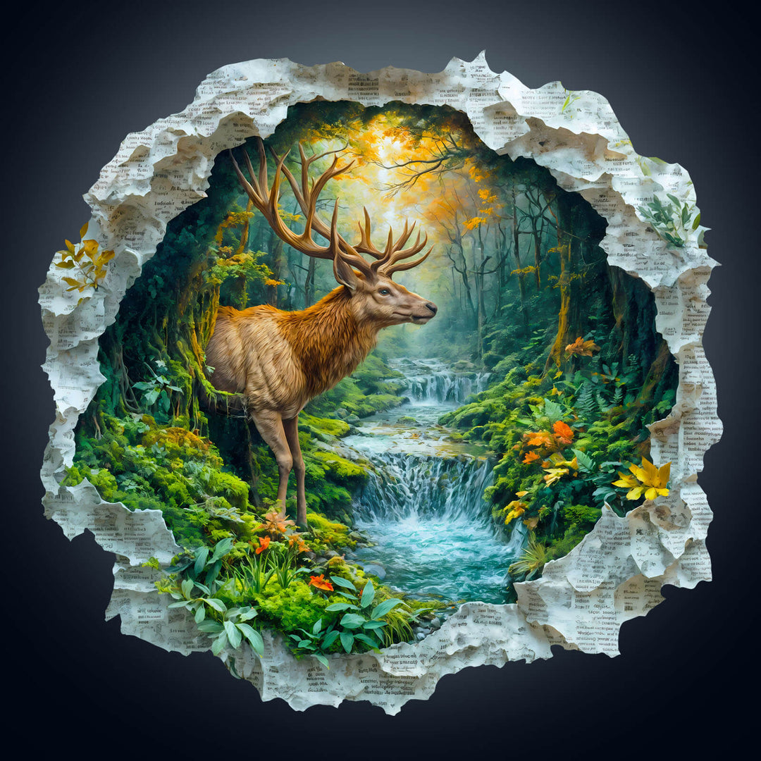 Hirsch und Wald Holz-Puzzle