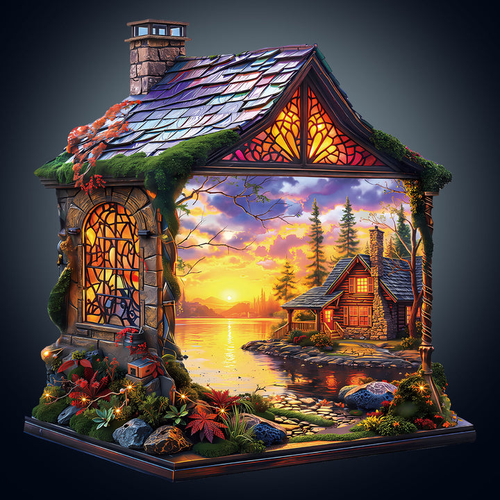 Sunset Cottage Wooden Jigsaw Puzzle