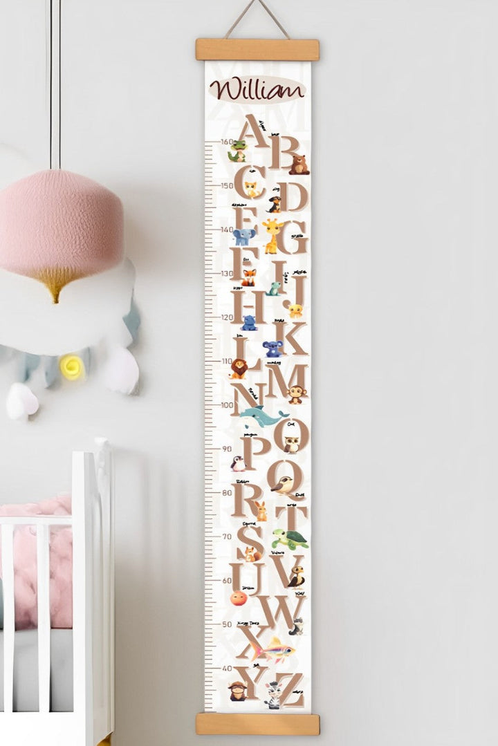 Règle de hauteur en toile suspendue personnalisée avec lettre et animal