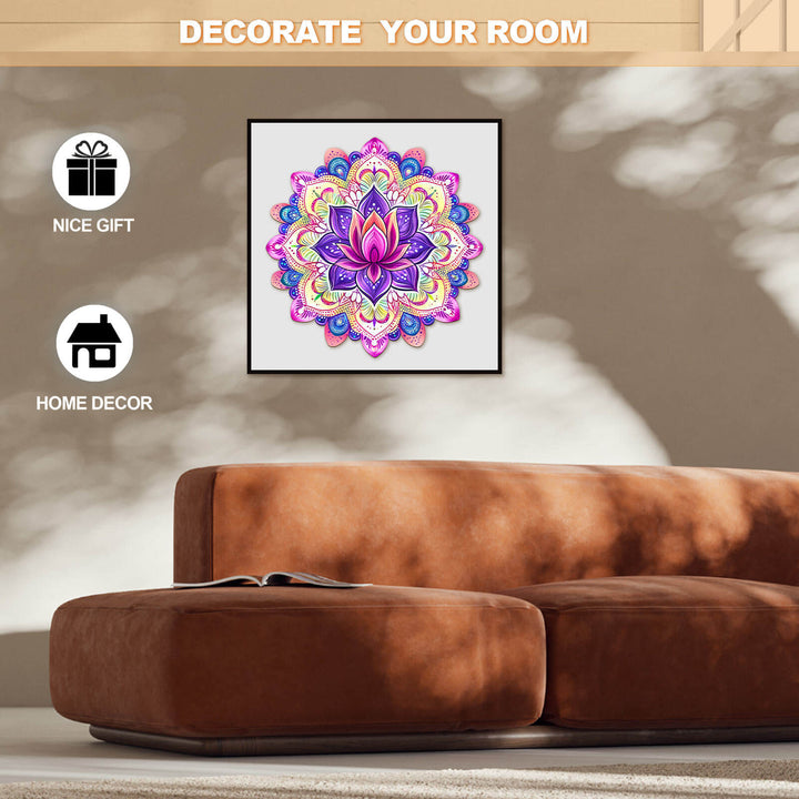 Colorful Mandala Lotus art piece, ideal for home decor and a thoughtful gift, enhancing any room's ambiance.
