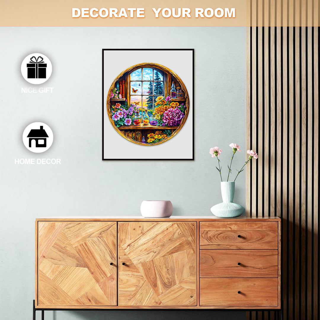 Dreamy window  Wooden Jigsaw Puzzle