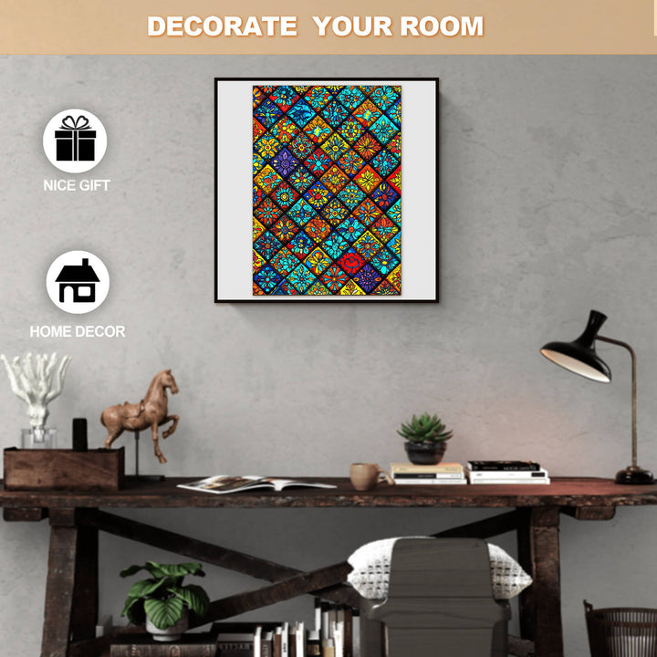 Colorful Mandala Kaleidoscope wall art for home decor, enhancing room aesthetics and making a nice gift.