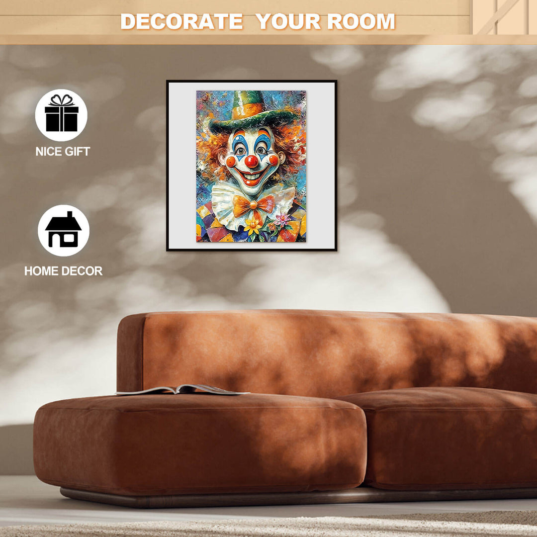 Colorful oil painting of a clown, perfect for home decor and a nice gift to brighten any room.