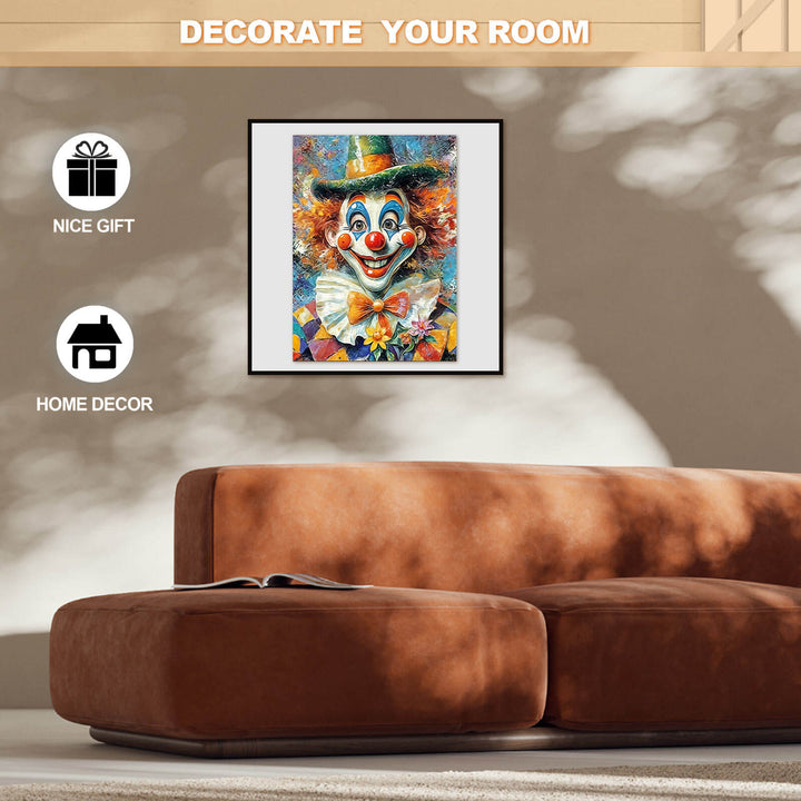 Colorful oil painting of a clown, perfect for home decor and a nice gift to brighten any room.