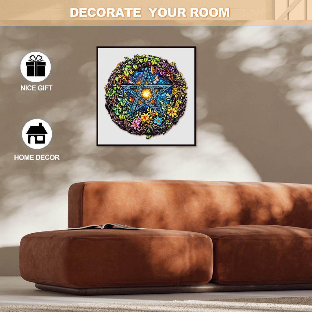 Decorative starburst wall art in vibrant colors, perfect for home decor and gifts to enhance room aesthetics.