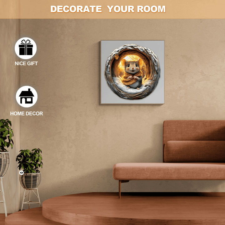 3D Cave Mouse wooden jigsaw puzzle artwork accentuating home decor and making a unique gift option.