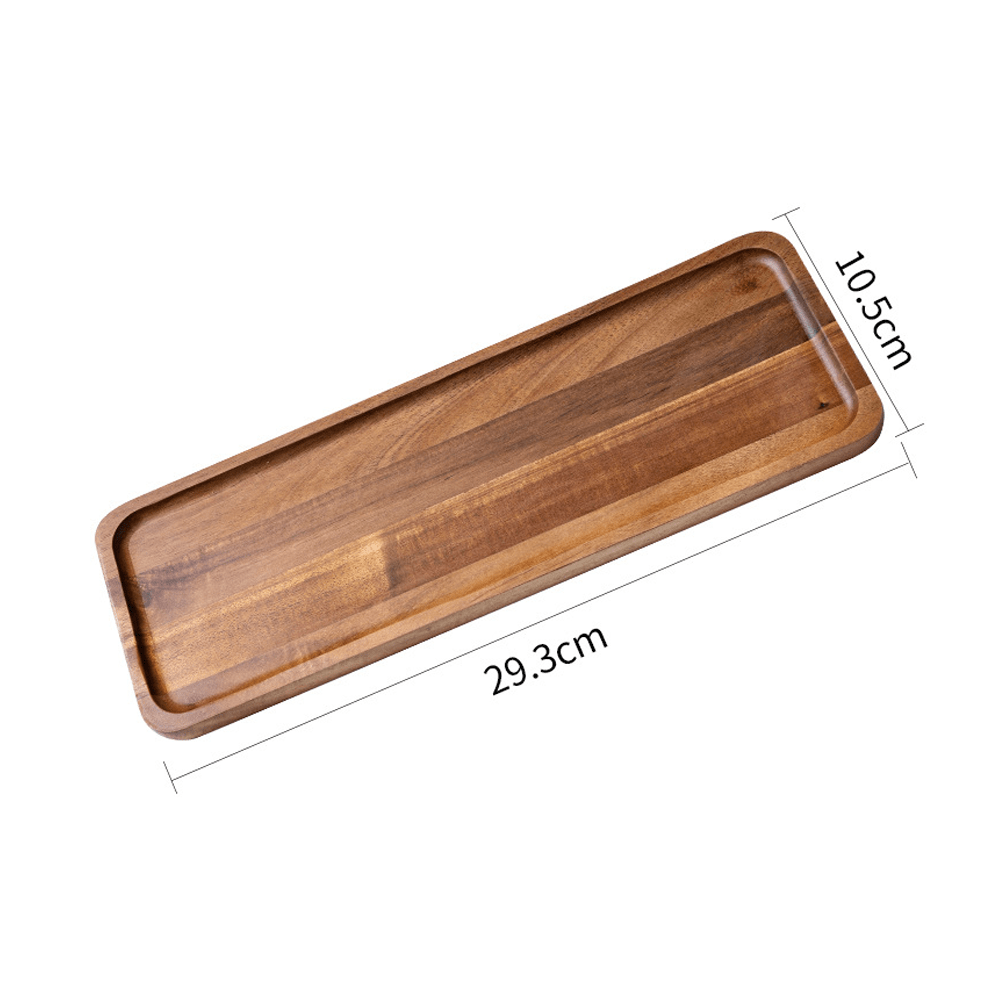 Organic acacia wood tray, 29.3cm x 10.5cm, perfect for storing small items, eco-friendly and durable.