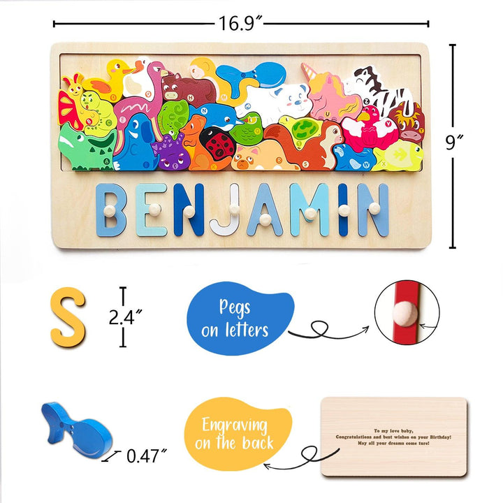Personalized Baby Name Puzzle With Different Animals