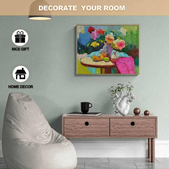 Magic Flowers art by Alexander Shandor displayed in a cozy living room setting for home decor inspiration.