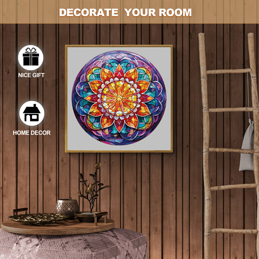 Church Glass Mandala Wooden Jigsaw Puzzle
