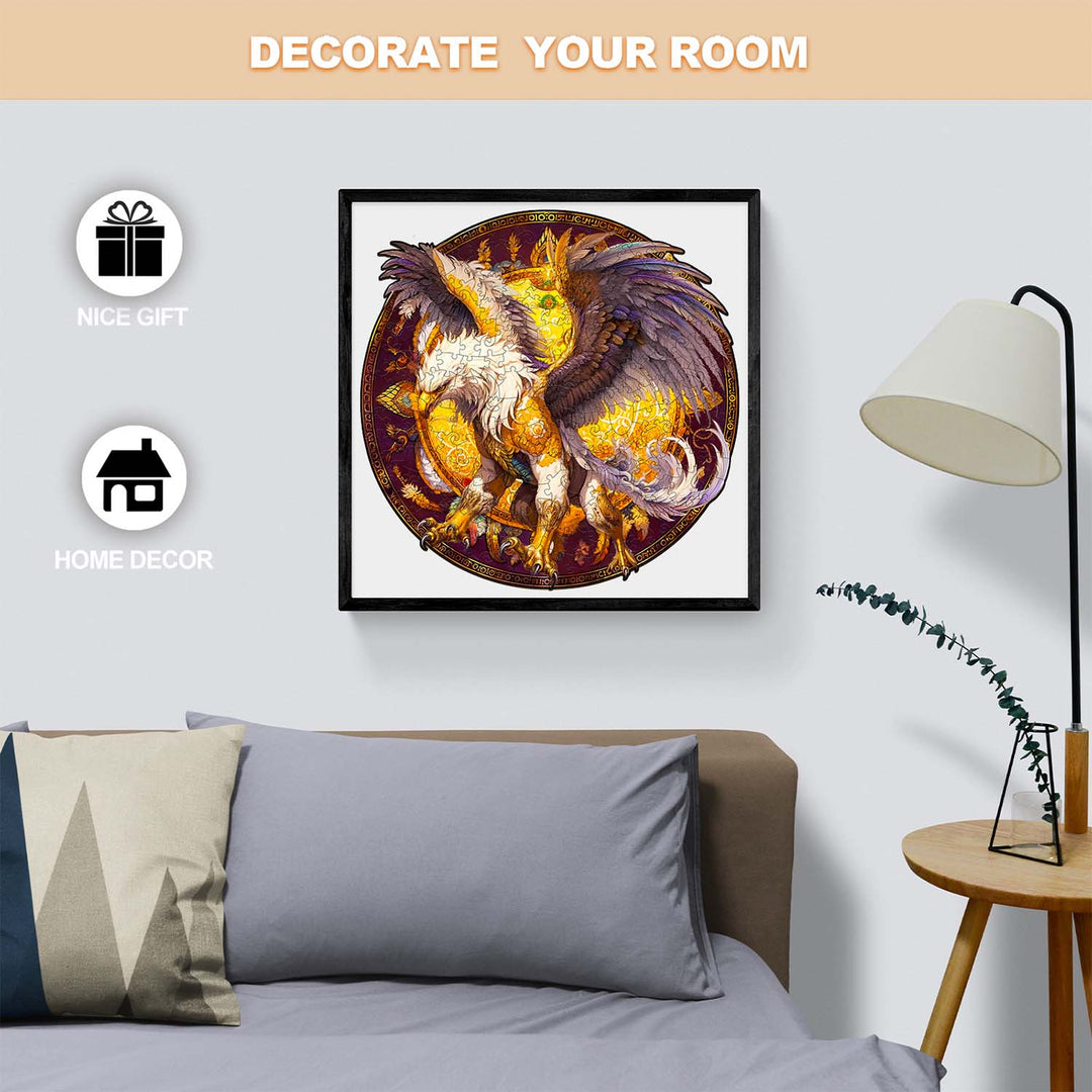 Framed Griffin artwork on a wall, enhancing home decor and suitable for gift giving.