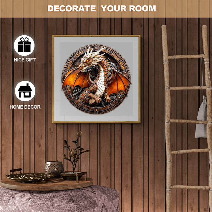 3D Mechanical Dragon-2 wooden jigsaw puzzle displayed as home decor, ideal for decorating your room and as a nice gift.