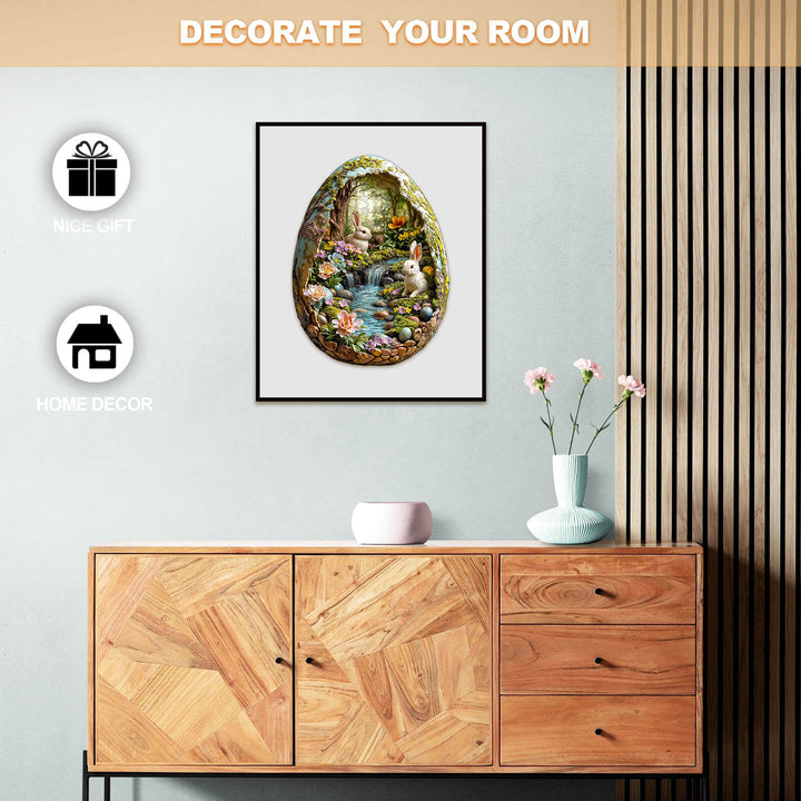 3D Wonderland Easter wooden jigsaw puzzle showcased as home decor, perfect for decorating your room and gifting.