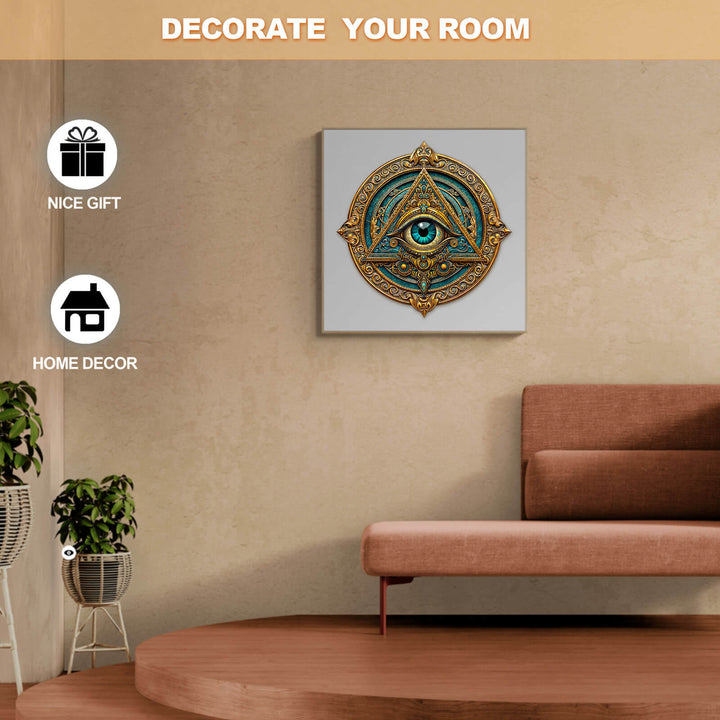 Decorative wall art featuring a mysterious eye design, perfect for home decor and as a unique gift.