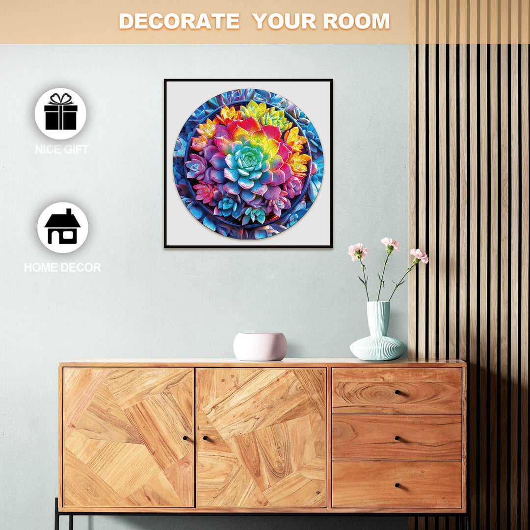 Colorful 3D succulent plants wall art, perfect for home decor and as a thoughtful gift.