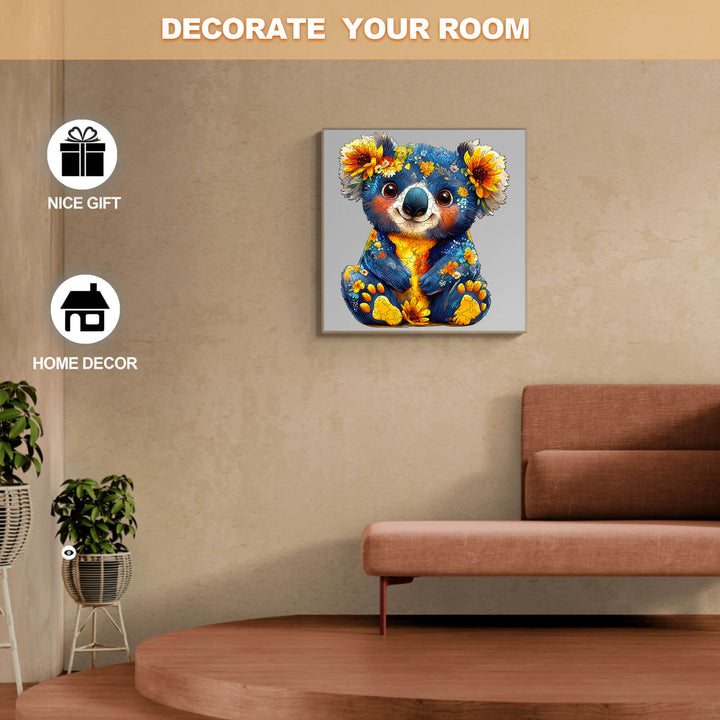 Colorful Koala wooden puzzle displayed as home decor, perfect for gifts and room decoration.