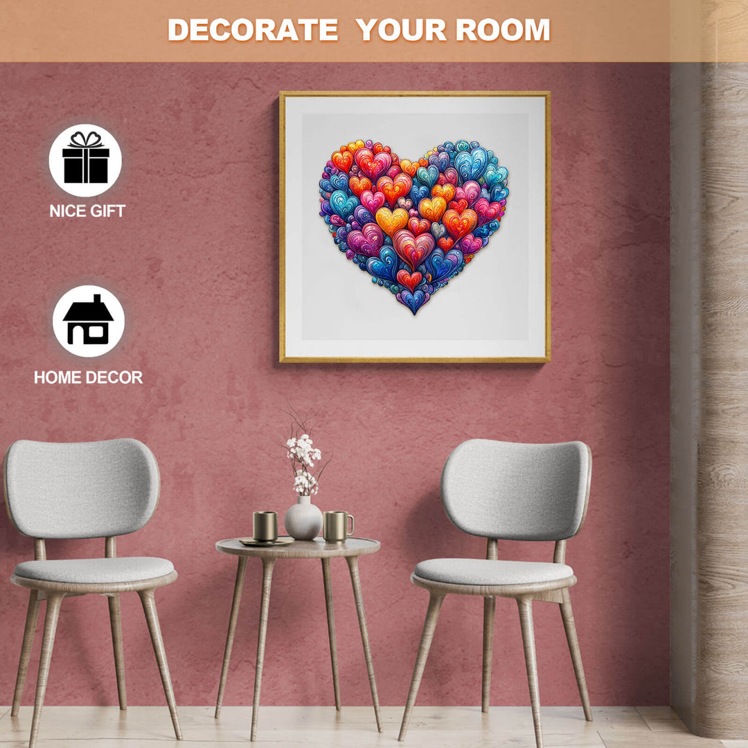 Colorful heart Wooden Jigsaw Puzzle