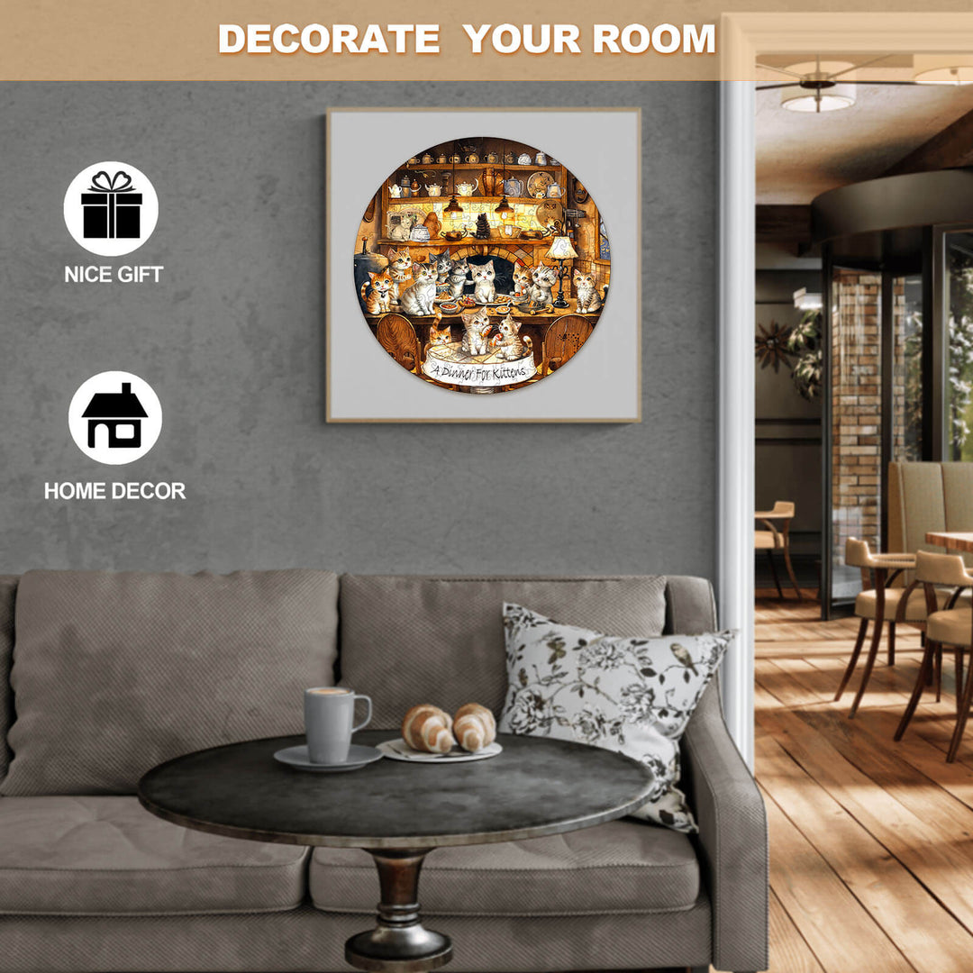 Cat party  Wooden Jigsaw Puzzle