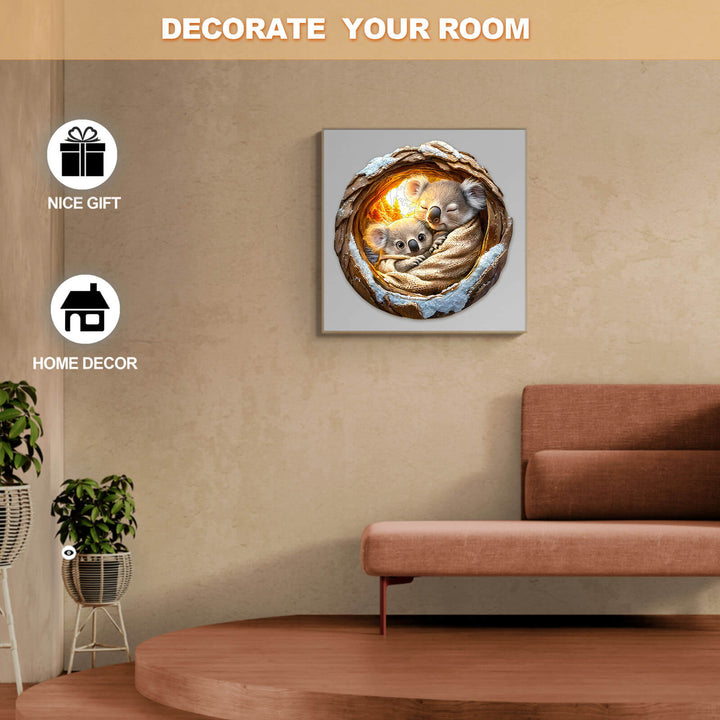 Decorative wall art featuring a cozy nest with cute animal figures, perfect for home decor and gift ideas.