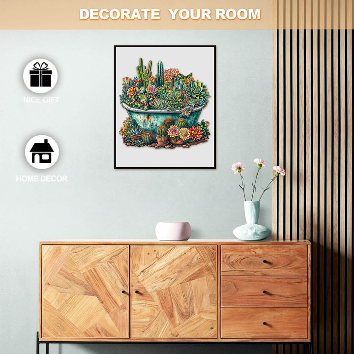 Decorative cactus artwork in a home setting, perfect for enhancing room decor and making a thoughtful gift.