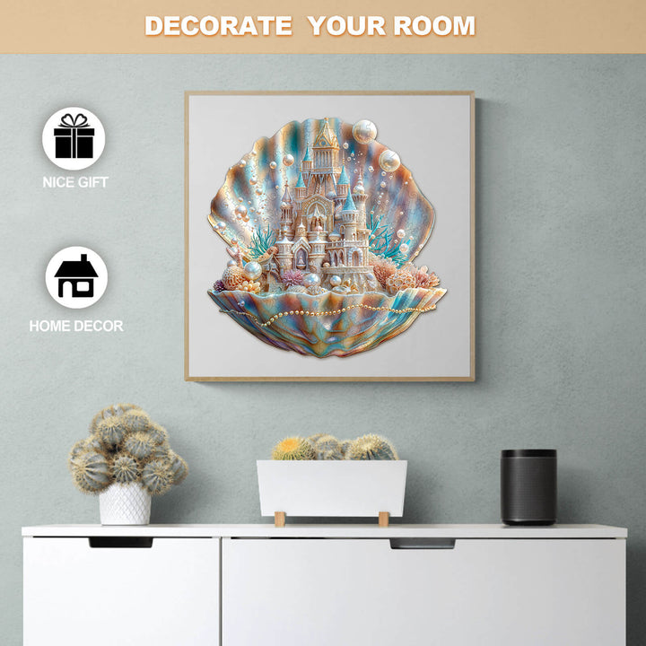 Colorful shell art piece displayed on a stylish wall decor, enhancing room aesthetics and creating a serene ambiance.