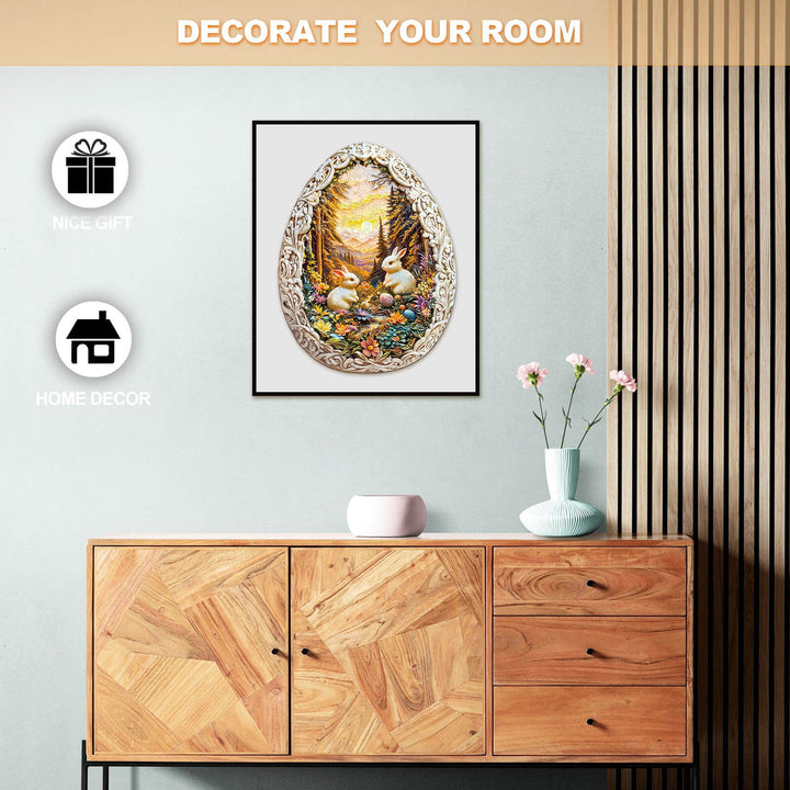 Wooden jigsaw puzzle of Easter scene, perfect for home decor and as a thoughtful gift.