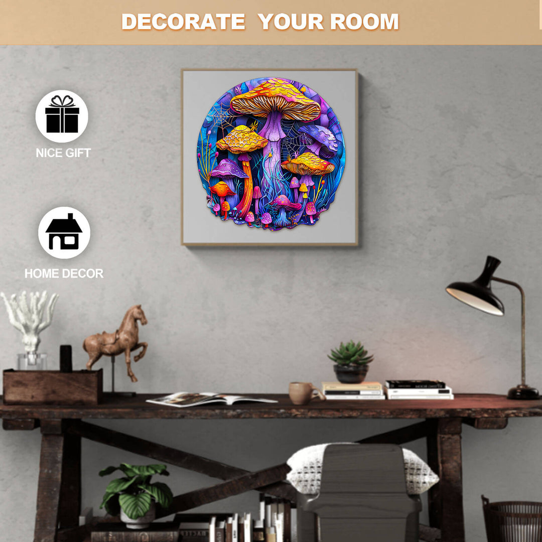 Paper Cut Mushroom Wooden Jigsaw Puzzle