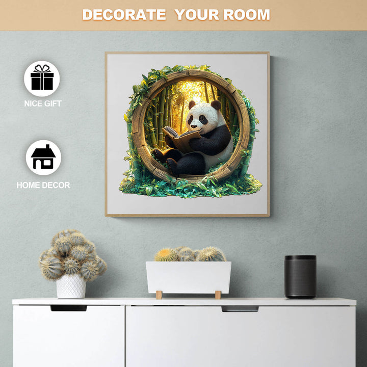 3D Bamboo Grove Scholar Panda puzzle displayed in modern home decor, perfect for gifts and enhancing room aesthetics.