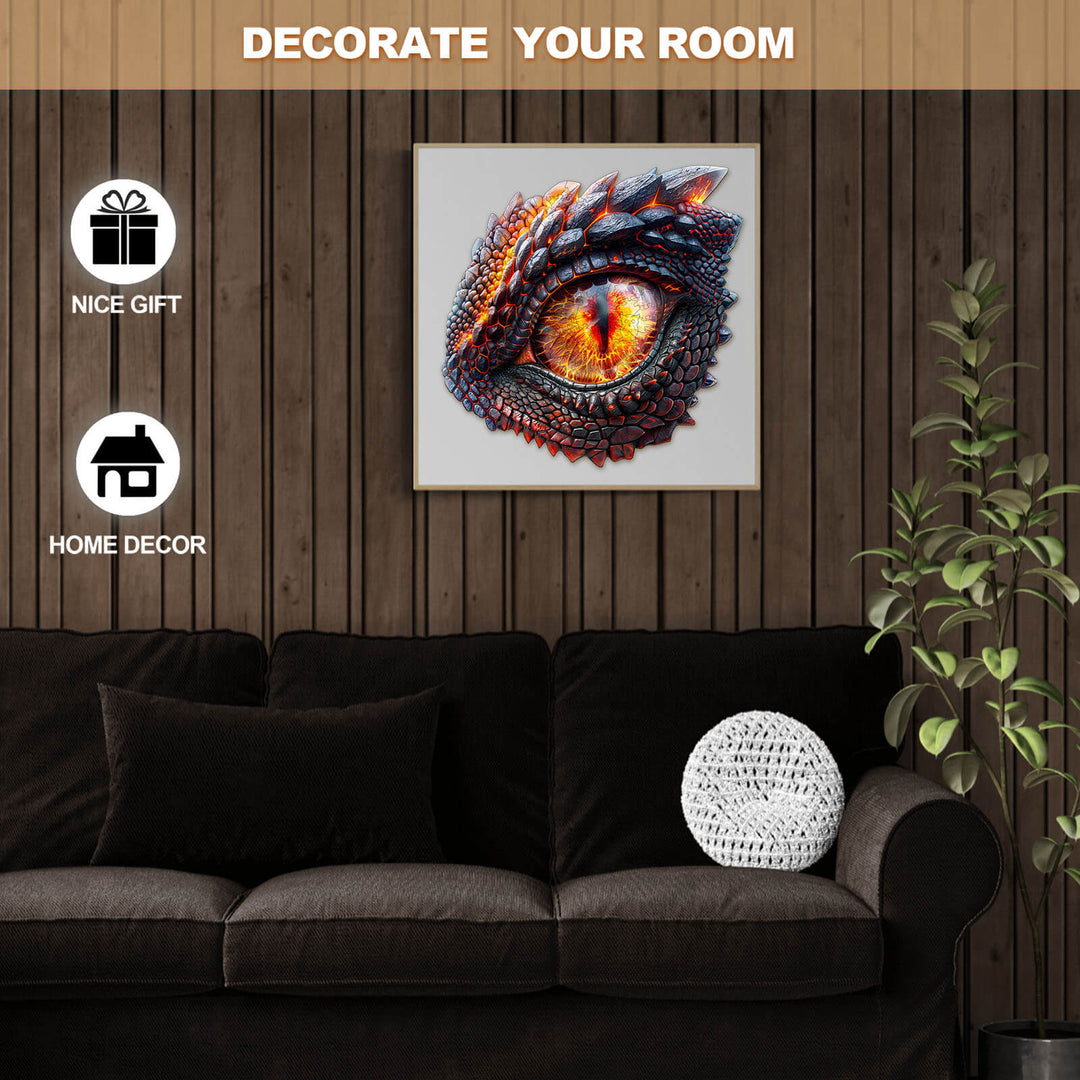 3D Blaze Eye wooden jigsaw puzzle showcased in a cozy living room setting, ideal for home decor and thoughtful gifts.