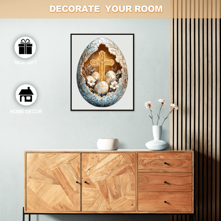 Elegant Easter egg wall art for home decor, perfect gift for a festive decoration.