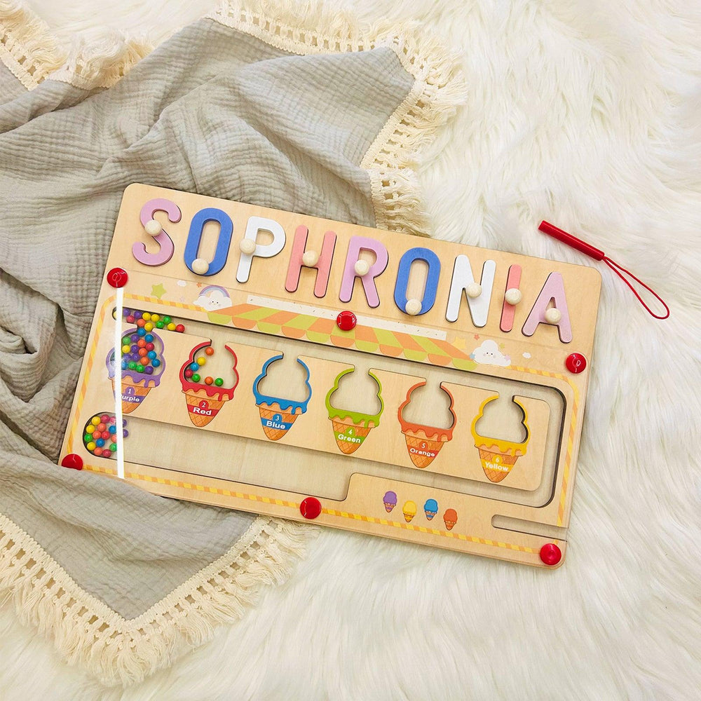 Personalized Baby Name Magnetic Maze Puzzle - Ice Cream