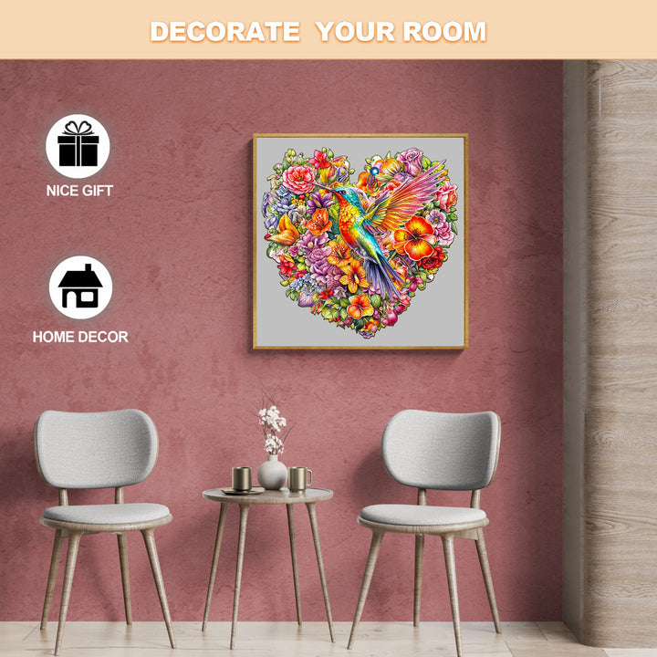 Hummingbird and Flower Wooden Jigsaw Puzzle
