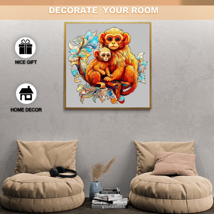 Rhinopithecus Family-1 Wooden Jigsaw Puzzle