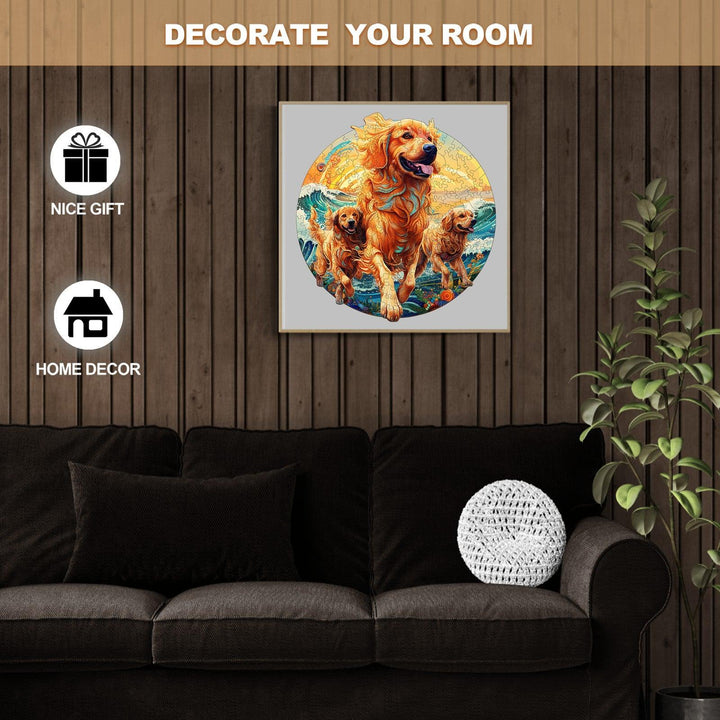 Beach Golden Family Wooden Jigsaw Puzzle