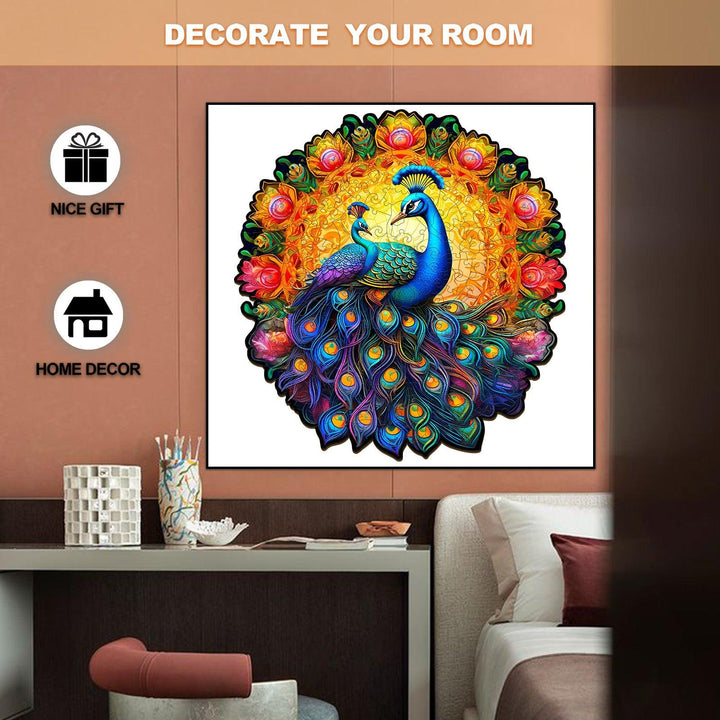 Peacock Family Wooden Jigsaw Puzzle