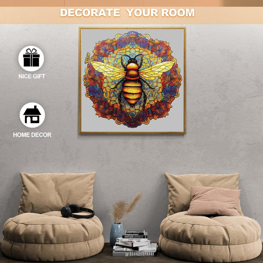 Mandala Bee Wooden Jigsaw Puzzle