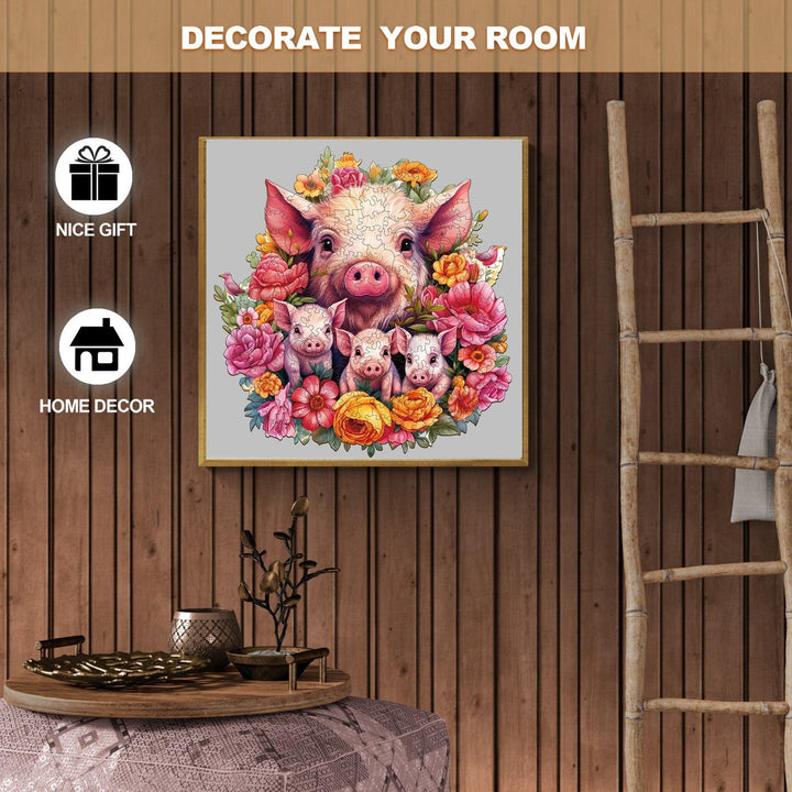 Mother Pig And Piglet-2 Wooden Jigsaw Puzzle
