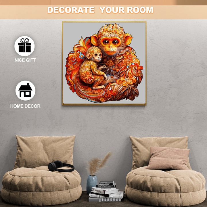 Rhinopithecus Family-2 Wooden Jigsaw Puzzle